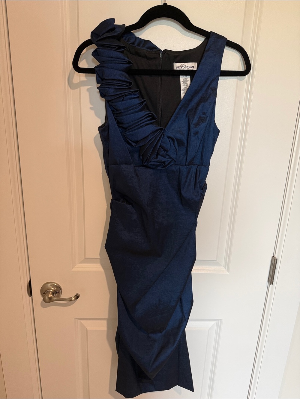 Ruffled One-Shoulder Navy Cocktail Dress